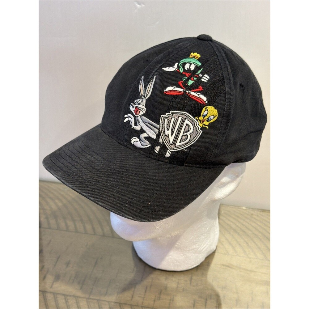 Vintage LOONEY TOONS Hat Cap Black Bugs Bunny Tweety bird marvin martian 90s